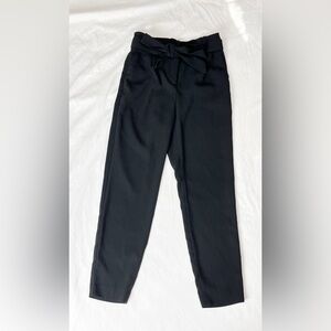 Express Women’s High Rise Classic Black Tapered Trousers with a Fabric Bow Belt